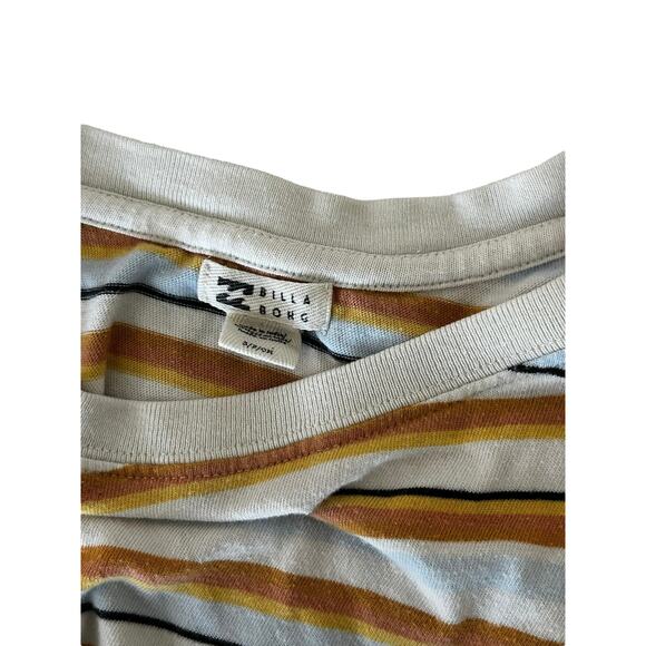 Billabong Women’s Cropped Striped Pocket T-Shirt  Retro 70s Style Size Small - Picture 5 of 5